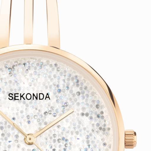 Sekonda Stardust Ladies Watch | Rose Gold Alloy Case & Bracelet with Silver Dial | 40592
